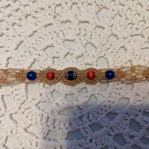 Handcrafted Ankle Bracelet Circumference Approx 8 1/2" Tan - Picture 4 of 4